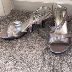Silver rhinestone heels